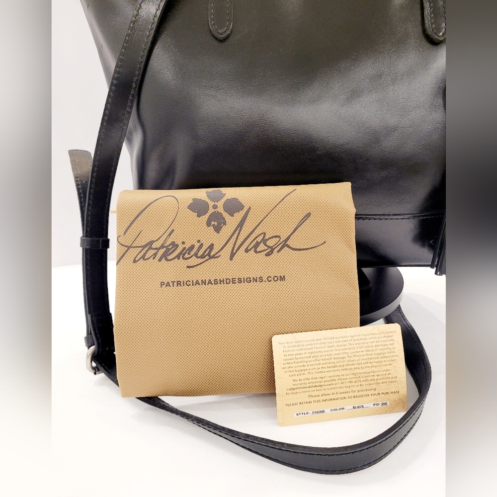 Patricia Nash Black Leather Milana Tote With Tassel NWOT - Picture 3 of 6